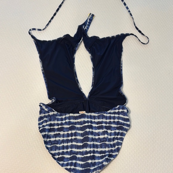 Tory Burch Blue One Piece Swimsuit with Tie Straps - Picture 2 of 4